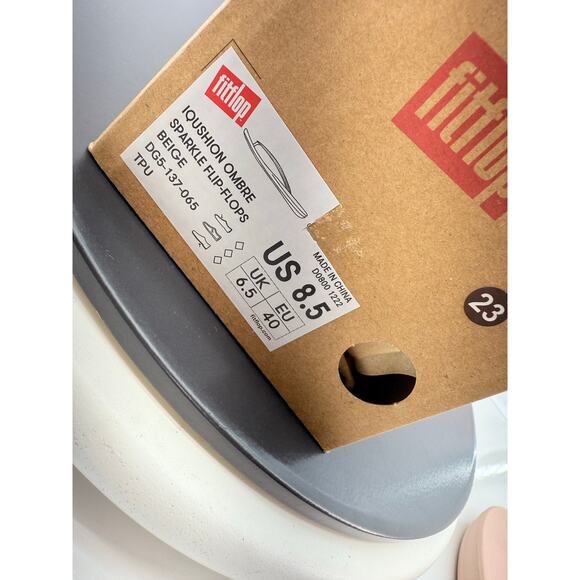 FitFlop iQushion Ombré Sparkle Women 8.5 Flip Flop Sandals Rose Foam DG5-A41-070 - Picture 10 of 11